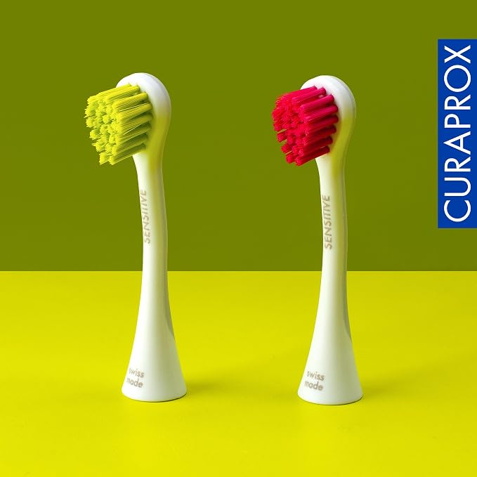 Curaprox Hydrosonic Brush Heads Rainbow Sensitive Duo – for Gentle Gum Care & Precise Cleaning | Magenta/Green, 2-Pack | Compatible with All Curaprox Sonic Models | Swiss Made