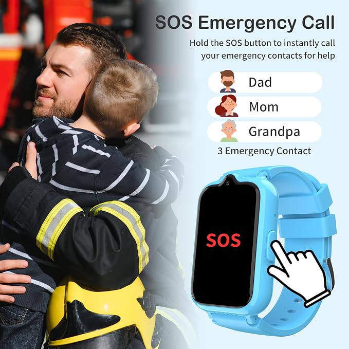 4G Kids Watch with GPS Tracker | Kids Smart Watch with Video & Voice Calling Alarm SOS Pedometer Calculator Camera HD Touch Screen School Mode, Gift Watches for Kid, Boys and Girls Age 5-12