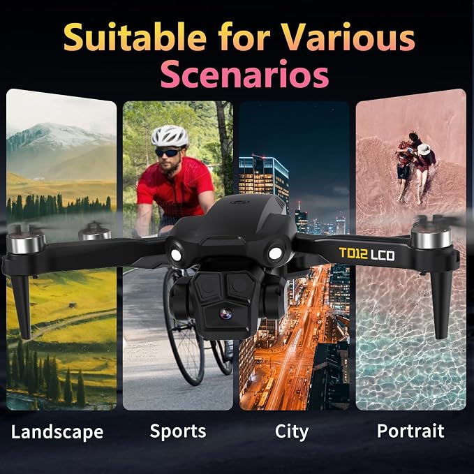 Drone with Camera LCD Screen RC FPV Drone with Brushless Motor Professional Live Video UHD, Drones for Adults Foldable Mini Quadcopter for Beginners, 360° Flips Support 32G SD Card MAX Under 250G Gifts
