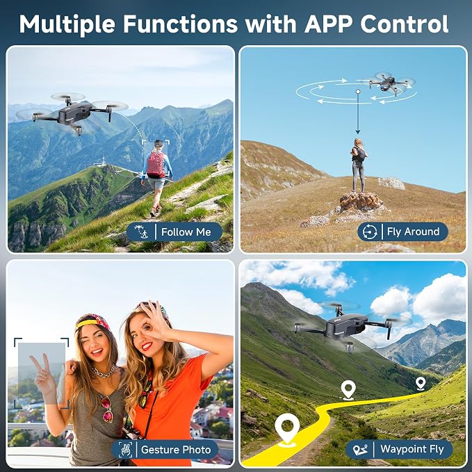 GPS Drone with 4K Camera for Adults, Foldable RC Quadcopter with 1312ft Range Video Transmission, 48 Mins Flight Time, Auto Return, Follow Me, Circle Fly, Waypoint Fly, Gesture Control