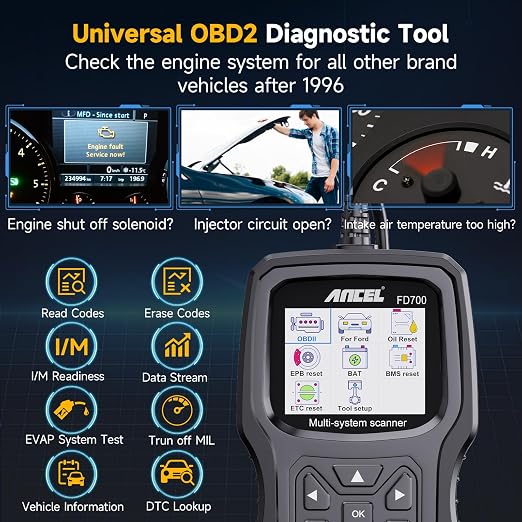 ANCEL BM200 12V Car Battery Tester, Bluetooth 4.2 Automotive Battery Monitor with ANCEL FD700 OBD2 Scanner Automotive Disgnostic Tool Fits for Ford Lincoln Mercury Vehicles