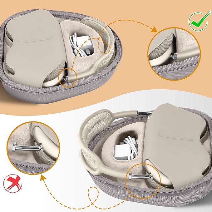 co2CREA Hard Case with Sleep Mode Replacement for Apple AirPods Max 2 / AirPods Max Wireless Over-Ear Headphones (Sandstone Case)