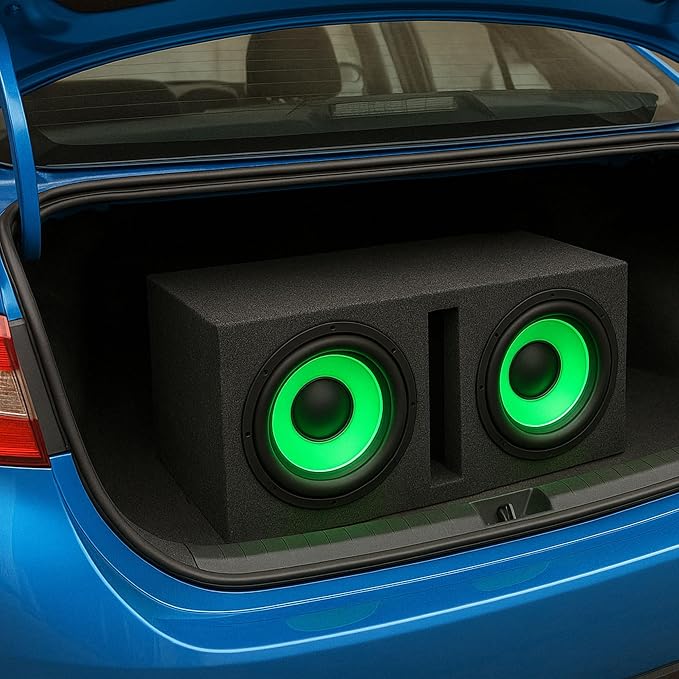 Q Power 10 Inch Dual Car Audio Subwoofer Enclosure Box, Shared Slot Port Vent, QBASS, Charcoal – Automotive Accessories and Equipment