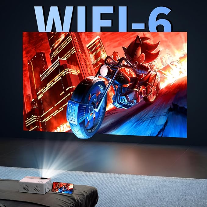 TMY 1080P Full HD Portable Mini Projector, Bluetooth Movie Projector, Compatible with TV Stick/Smartphone/PC/Game Console/HDMI/USB, Indoor & Outdoor Use, Built in Netflix app