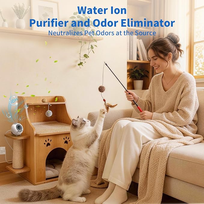 Water Ionic Air Purifier for Home Pets – Small Filterless Pet Odor Eliminator with USB-C, Air Ionizer for Cats&Dogs, Bedroom, Bathroom, Kitchen, Car, Quiet Continuous Air Purification, White