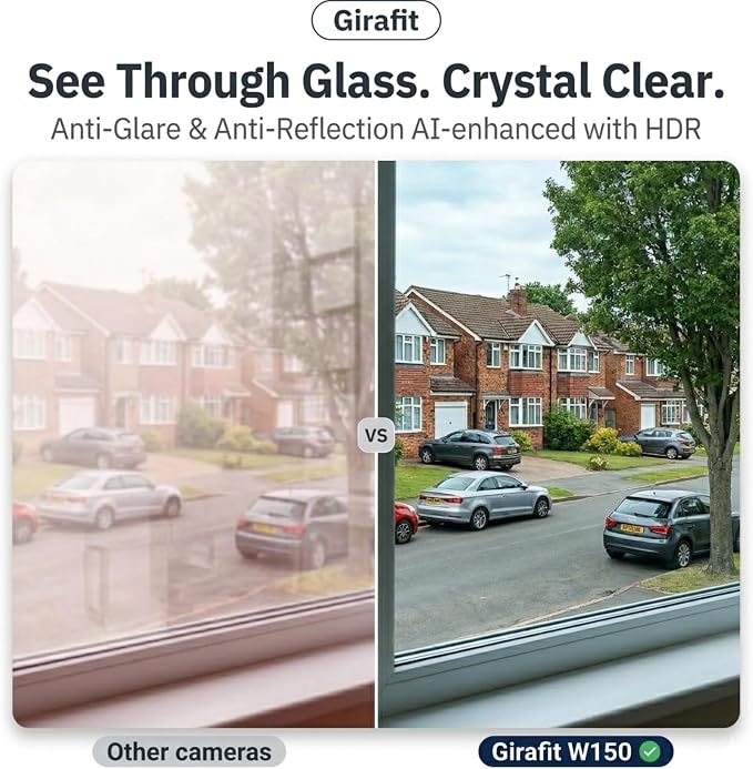 Girafit 3MP 2K Window Camera,2.4GHz & 5GHz WiFi Indoor Cameras for Home Security with ChroMax Al Color Night Vision,Person & Motion Detection,24/7 Recording,Easy & Quick Install