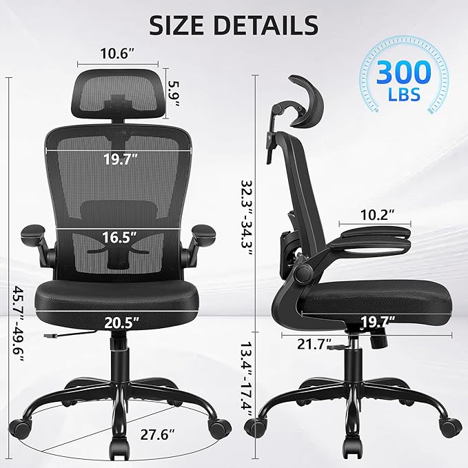 FelixKing Office Chair, Desk Chair with Adjustable Lumbar Support, Ergonomic Computer Chair with High Back and Armrest, Adjustable Height Gaming Chair Home Office Swivel Chair, Pack of 10, Black