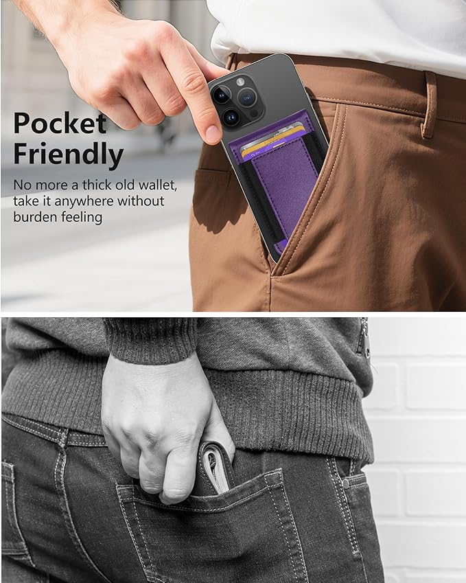 ExtreLife for MagSafe Wallet with Money Clip, Stronger Magnetic Wallet for iPhone 17/16/15/14/13/12 Series, RFID Blocking, for iPhone Wallet with Stand, ID Window & 8 Card Holder, Purple