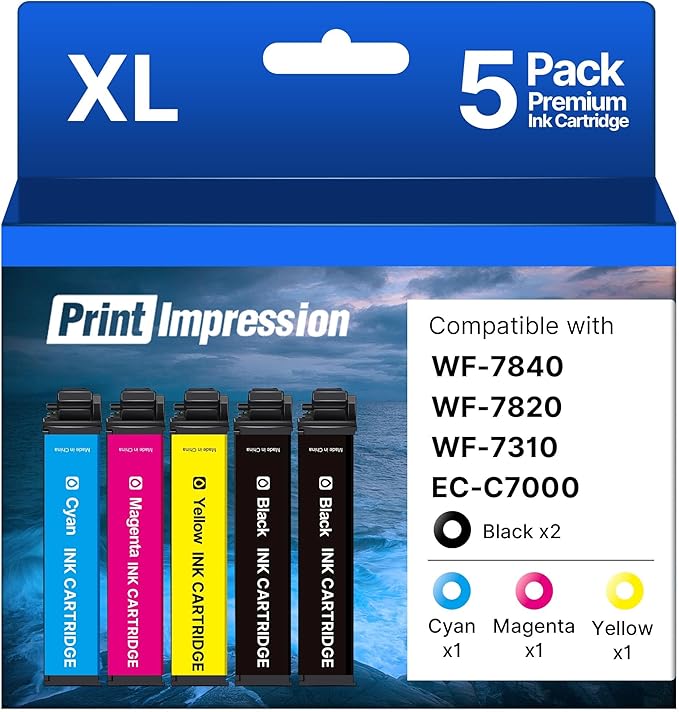 Remanufactured Ink Cartridge Replacement for Epson 812XL Ink Cartridges Combo Pack for 812XL Ink Cartridges for Workforce Pro WF-7840 WF-7820 WF-7310 EC-C7000 Printer (5 Pack)