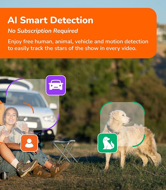 SensForge 2.5K Indoor Outdoor Battery Camera, Dual-Band WiFi, Free AI Human & Pet Detection, 2-Day Cloud + 32GB SD Storage, Spotlight Color Night Vision, Magnetic Mount, Optional AI + Storage Upgrade