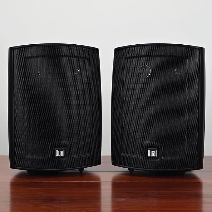 Dual Electronics LU63PB 6.5" 3-Way High Performance Outdoor Indoor Wired Speakers | Effortless Set Up | Home, Pool, Patio, Garage Use | Weather Resistant | Expansive Stereo Sound Coverage | Black