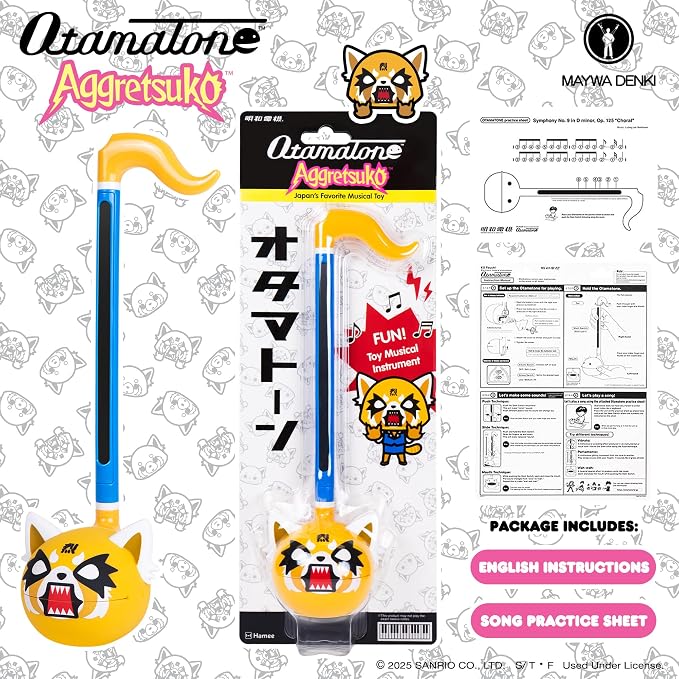 Otamatone Special Edition Sanrio (Aggretsuko - Rage) - Fun Electronic Musical Toy Synthesizer Instrument by Maywa Denki (Official Licensed) [Includes Song Sheet and English Instructions]