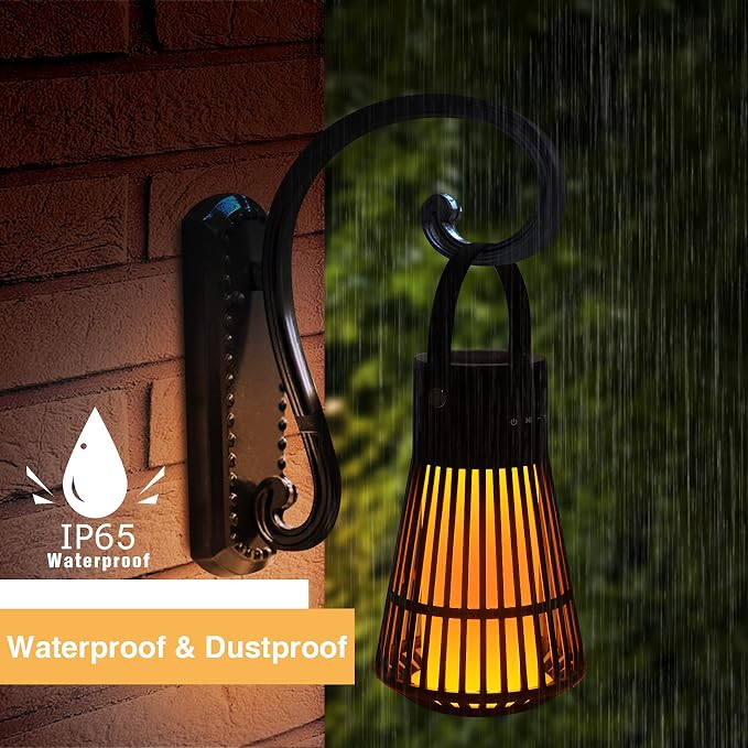 Outdoor Bluetooth Speaker with Flame Atmosphere, Led Waterproof Wireless Torch Speaker, Stereo Sound, Cool Gadgets for Camping, Yard, Party, Home, Decorations, Electronics Gifts for Men, Women, Dad