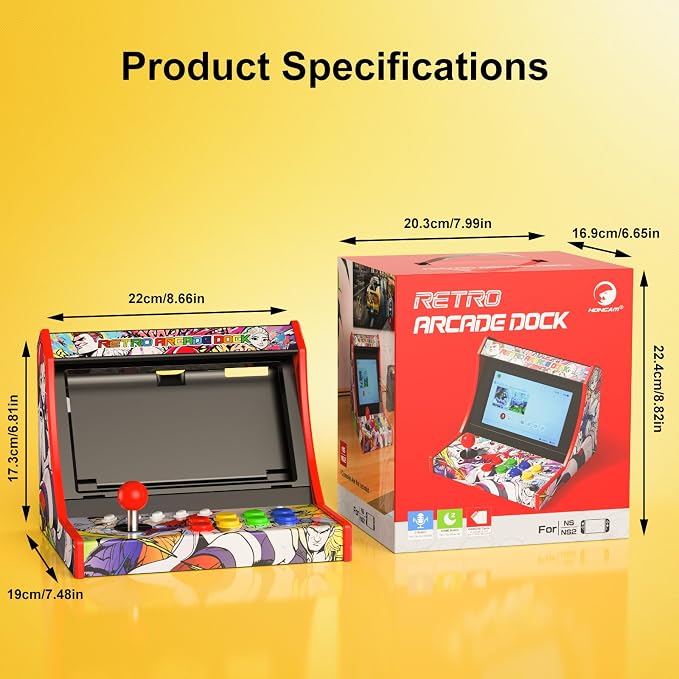 Retro Arcade Machine for Switch/OLED/Switch 2 with Chat C Button ,Red(Screen Not Included)