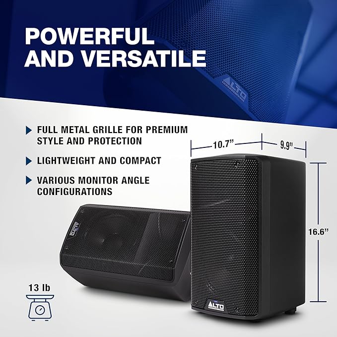 ALTO TX408 350W 8" Powered PA Speaker with Bluetooth, 2-Channel Mixer, Line Level for Mobile DJs and Musicians, for Small Venues, Rehearsals and Events