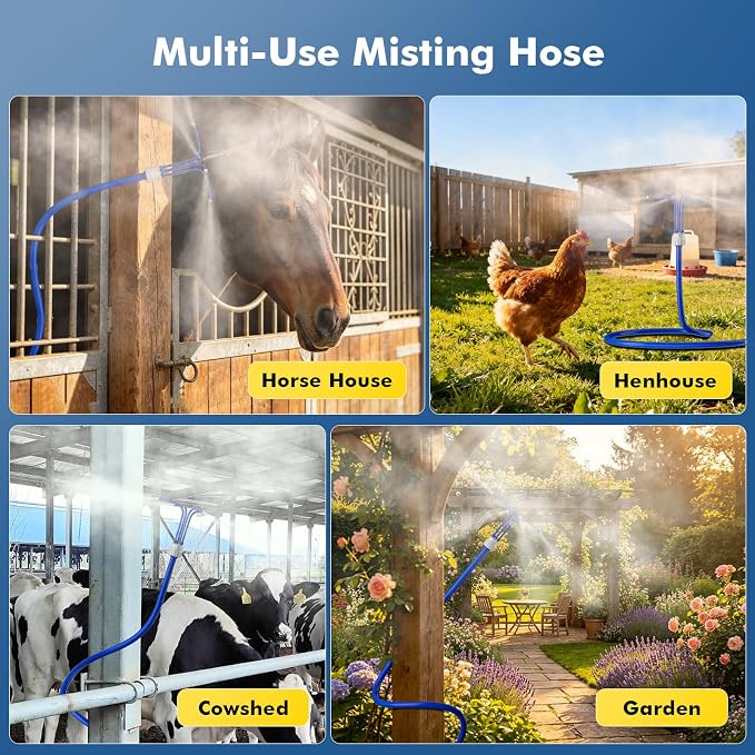 RESTMO Adjustable Standing Misters for Outside Patio, Portable Misting Cooling System with 4 Directional Nozzles, 6FT Water Mister for Hot Summer, Garden, Backyard, Beach, Camping, BBQ