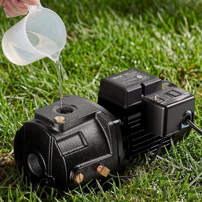 VEVOR 1 HP Shallow Well Jet Pump, AC 115/230 Volt, 1400 GPH Dual Voltage Cast Iron Well Jet Pump, with 164 ft Max Head Lift, Automatic Pressure Switch, for Garden Irrigation Lawn Sprinkler System