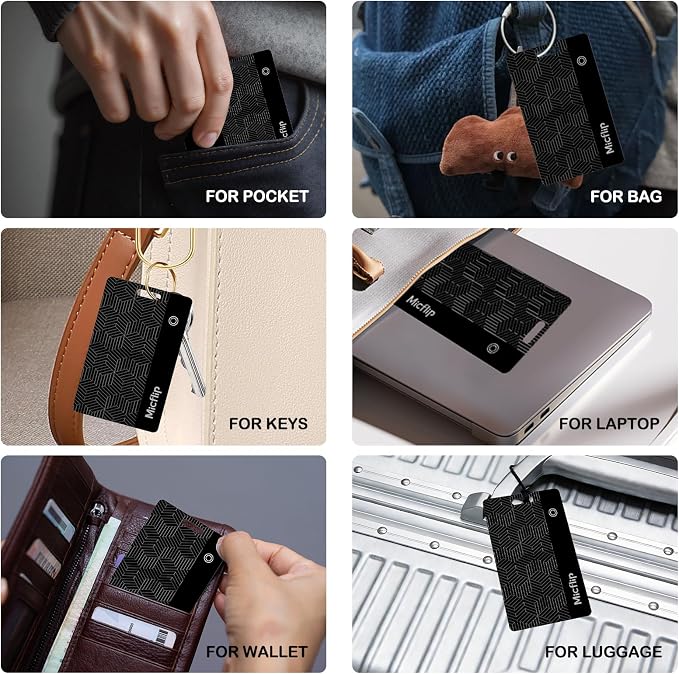Wallet Tracker Card (iOS Only) Apple MFi Certified Bluetooth Tracker Card, 0.07in Rechargeable Smart Tracking Card Work with Apple Find My, Keys, Luggage Tags, Bags, Passports, Purse(1 Pack)