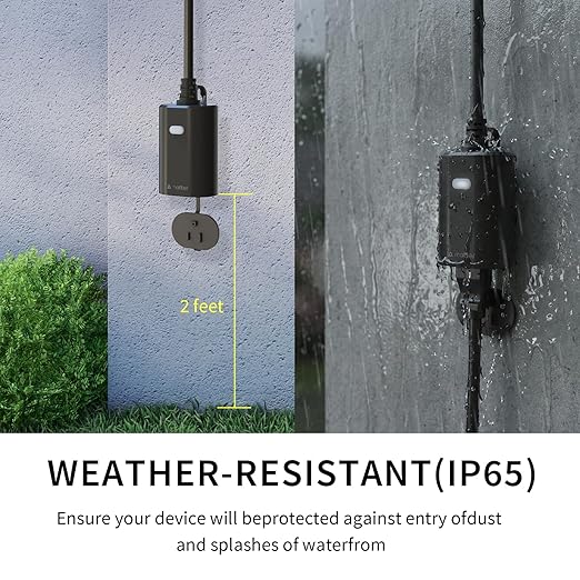 Minoston Outdoor Smart Plug, WiFi Outlet, IP65 Weatherproof, Compatible with Alexa, Google Assistant, Timer & Countdown by Smart Life APP, No Hub Required, FCC Certified, 2 Pack (MP22W)