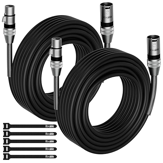 2-Pack DMX Stage Lighting Cable 75FT, 3 Pin XLR Male to Female Cable, Compatible with XLR Microphone Audio Connection, for DJ Moving Head Par Light Mic Mixer, Podcast, 22AWG OFC, 110 Ohms Impedance