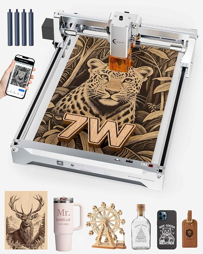 Laser Engraver, Carverall K15 Pro Laser Engraving Machine for Beginners DIY 200x300mm (Near A4) CNC Laser Cutter for Wood Coated Metal Acrylic Leather, Laser Radiation Power: 8.913μW Class 1