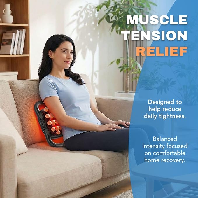 KS SHOP® 28 Head Back Massager Deep Tissue | 9 Modes & 9 Levels (81 Combinations) | 35mm Amplitude 50KG Thrust | Quiet 45dB | Type-C Rechargeable Body Massage Gun for Full Body Relief
