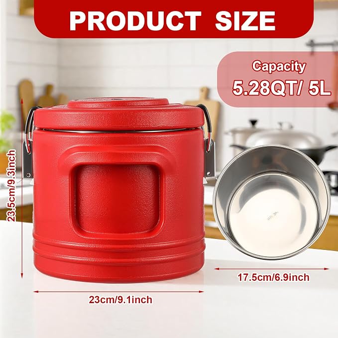 Jinei Food Warmer Hot or cooler Insulated Food Container Carrier with Spoon, Portable Commercial Soup Box for Restaurant Canteen Home Party Lunch(11qt)