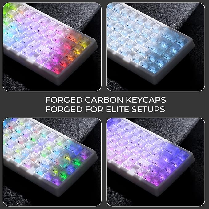 HITIME x XVX M67 JadeStone 60% Wireless Mechanical Gaming Keyboard, VIA Programmable, BT5.0/2.4G/USB-C Creamy Keyboard with Gasket, Hot Swap, RGB Backlits, NKRO for Win/Mac (White, Forged Carbon)