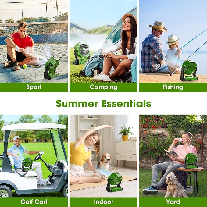 Ausic Portable Misting Camping Fans, [Max 35H Runtime] Outdoor Cooling Fan for Patios, 8 Inch Battery Operated Rechargeable Fans, Water Spray Fan with LED Light, Travel Beach Camp Essential