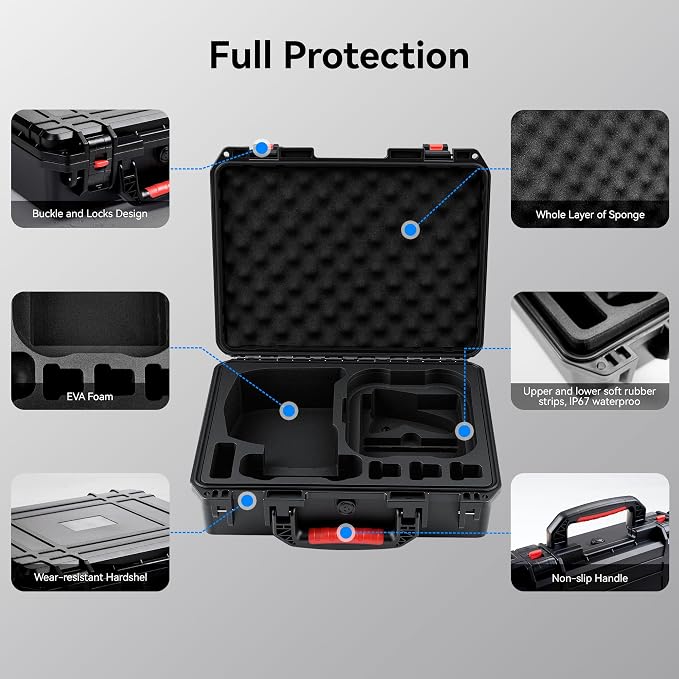 FPVtosky Hard Case for DJI Avata 2 Drone/Fly Smart Combo(for DJI Goggles N3, CASE ONLY), Waterproof Carrying Case for RC Motion 3, FPV Remote Controller 3 and Battery Accessories