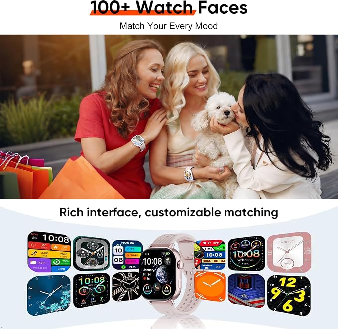 2026 Distance & Pace GPS Running Watch for Runners - Call & Text, AMOLED Large Screen, 50m Waterproof Swimming, Calorie & Step Counter, 2 Bands, Long Battery, for Seniors Men Women (Pink)