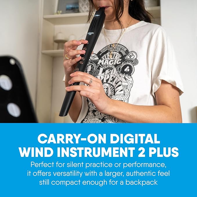 Carry-on Digital Wind Instrument 2 Plus - Lightweight & Rechargeable with 20 Instrument Voices - Built-In Speaker and MIDI Bluetooth Connectivity for Performances and Practice Anywhere - Black
