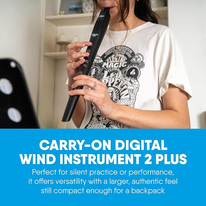 Carry-on Digital Wind Instrument 2 Plus - Lightweight & Rechargeable with 20 Instrument Voices - Built-In Speaker and MIDI Bluetooth Connectivity for Performances and Practice Anywhere - White