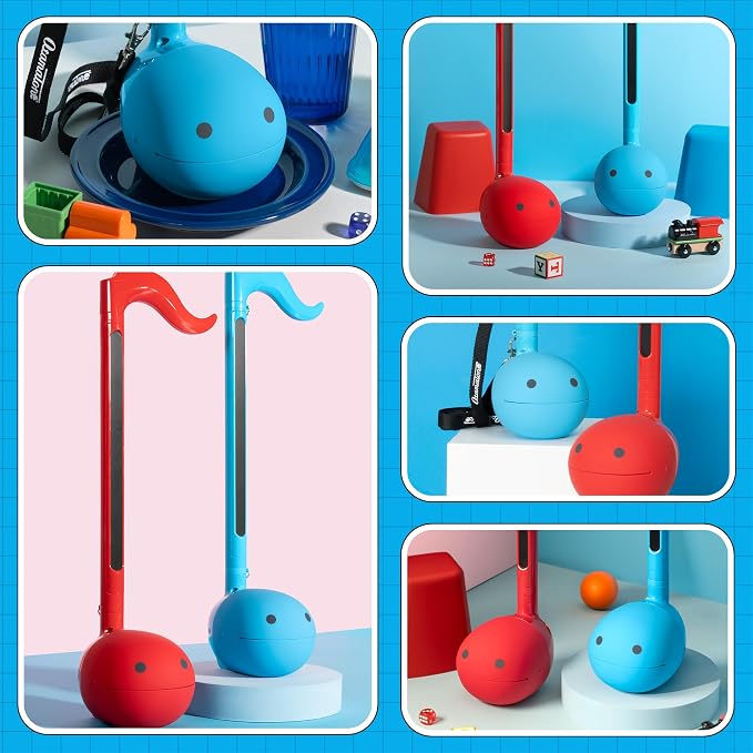 Otamatone Deluxe Blue – Electronic Musical Instrument for Adults, Portable Digital Synthesizer with 3.5mm Aux Jack and Strap from Japan by Maywa Denki, Cool Unique Gift [English Manual]