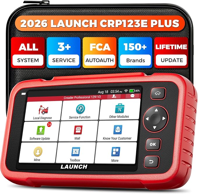 LAUNCH CRP123E Plus OBD2 Scanner, All System Car Diagnostic Scan Tool with Oil Reset, SAS Calibration, Throttle Adaptation,Support FCA,Lifetime Free Update