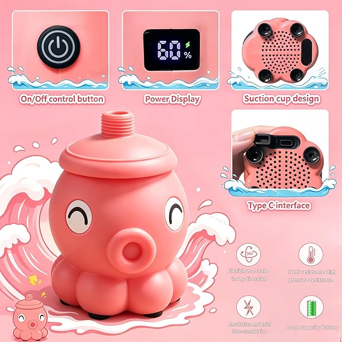 okcool Rechargeable Water Table Pump with Huge Water Output,Water Flow Rate up to 8L/min (2.11 GPM),Kids Sand Water Play Pump,Octopus-Shaped Design,Suitable for Most Water Table on the Market