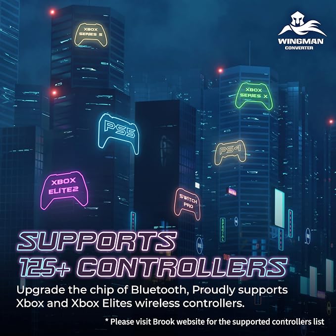 Brook Wingman XE 2 Converter - Two in One Wireless Controller Adapter for PS, NS, NS 2 Consoles, and PC, Supports Remap and Adjustable Turbo