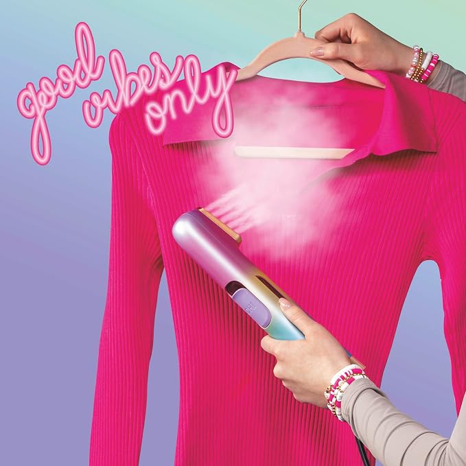 CHI VIBES Compact Garment Steamer for Clothes, Portable Handheld Travel Steamer, 800 Watts, 35-Second Heat-Up, 5 Minutes Continuous Steam, Wrinkle Remover, Pink