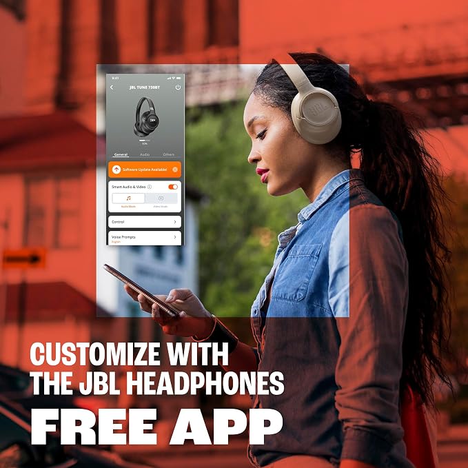JBL Tune 730BT - Wireless Over-Ear Bluetooth® 6.0 Headphones with Powerful JBL Pure Bass Sound, 2 beamforming mics for Perfect Calls, Up to 76 Hours of Battery Life, & Multi-Point Connection (Blue)