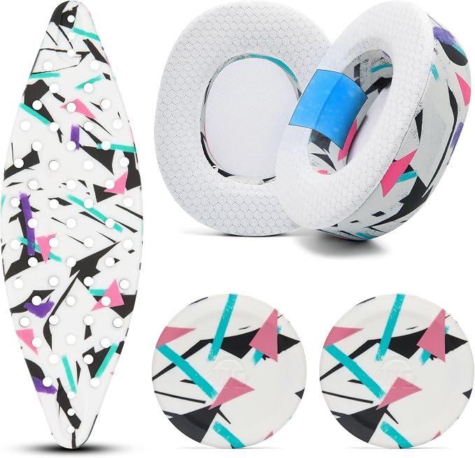 WC Modkit V2 Nova Pro Wireless, Pro Omni, & Elite - Gel Earpads, Extra-Wide Headband, & Side Plates for Arctis Nova Pro Wireless, Nova Elite & Nova Pro Omni by Wicked Cushions | 90's White