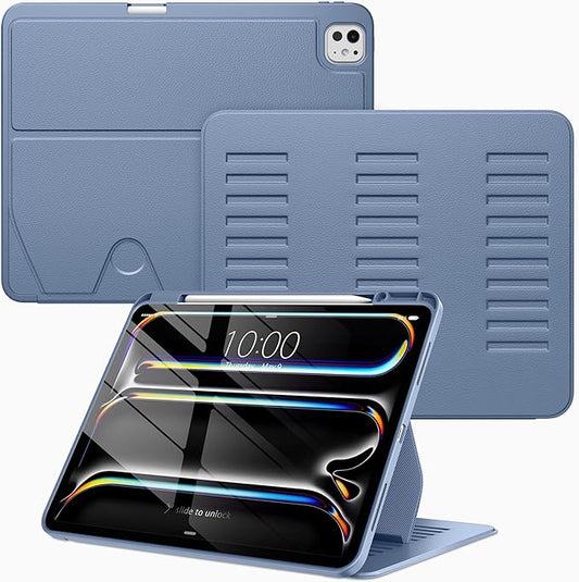 VIKESI Case for iPad iPad Pro 13-inch M5 or M4 Released in 2025 or 2024,Multiple Angles Magnetic Stand Cover,Shockproof Soft Back,Pencil Holder,and Auto Sleep/Wake,Mist Blue