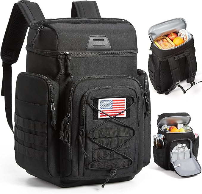 TOURIT 30L (42 Cans) Tactical Cooler Backpack – Military-Grade Insulated Cooler Bag with 16H Ice Retention, Leakproof Multi-Pocket Picnic Backpack for Camping & Hiking, Featuring DIY Hook & Loop Panel