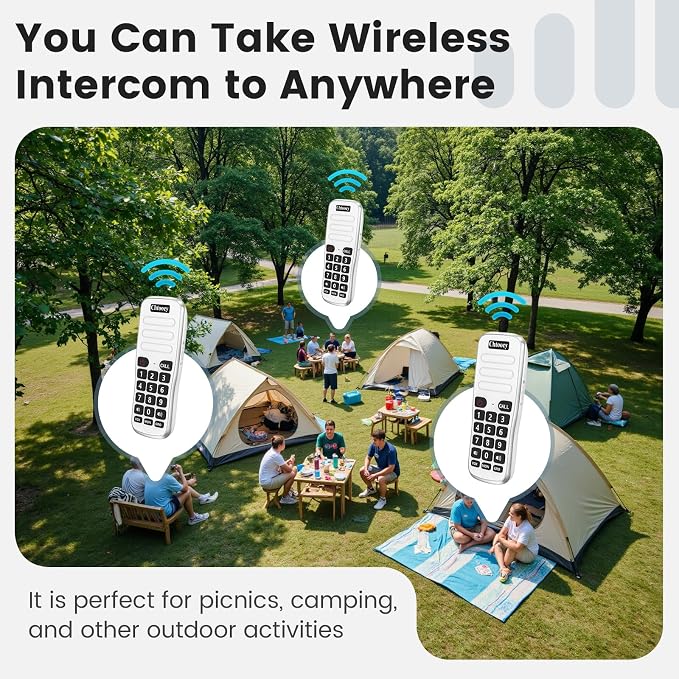 Intercoms Wireless for Home, 1 Mile Long Range for House Business Office, Handheld Room to Room Communication System, Rechargeable Loud & Clear 10-Channel Anti-Interference Intercom System