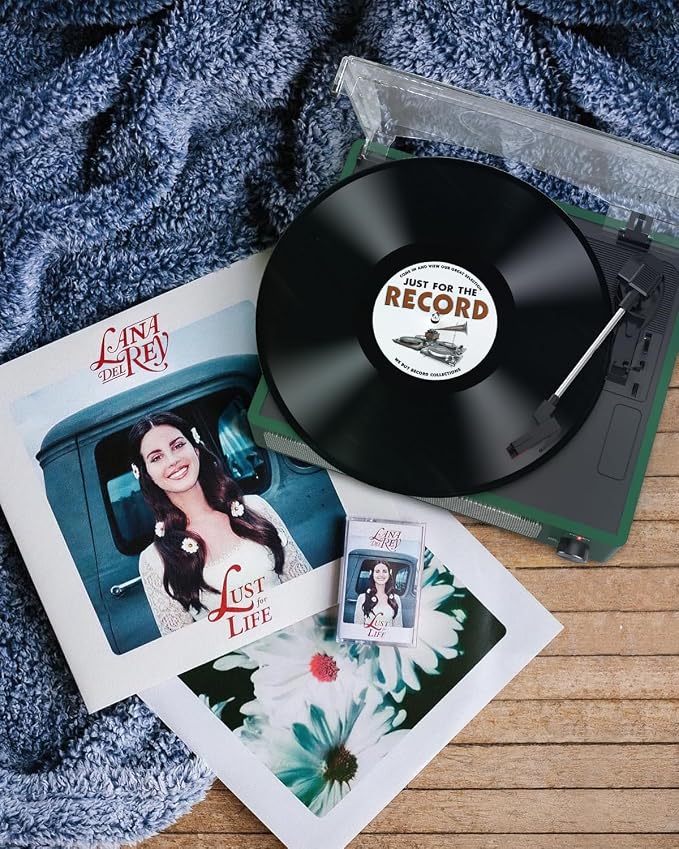 Vinyl Record Players Turntable with Speakers Wireless Receiver 3 Speed RPM LP Phonograph Belt-Driven Headphone AUX RCA Auto Stop All-in-one Turn Table for Beginners Collectors Grass Green