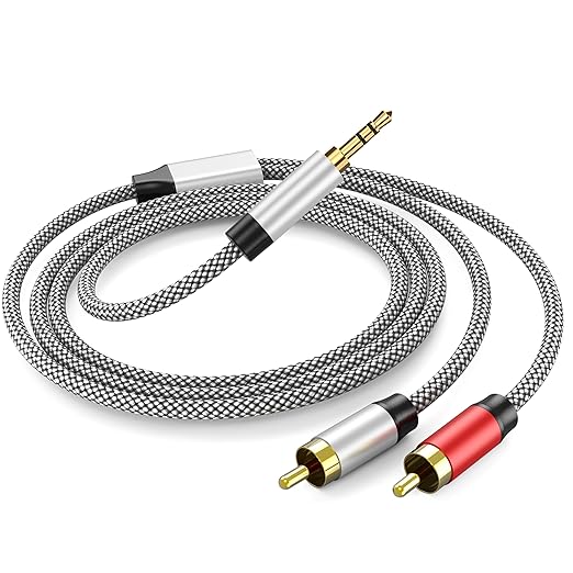 3.5mm to 2RCA Audio,6ft,Auxiliary Adapter, Stereo Splitter Cable,AUX RCA Y Cord for Smartphone,Speakers,Tablet, HDTV, MP3 Player
