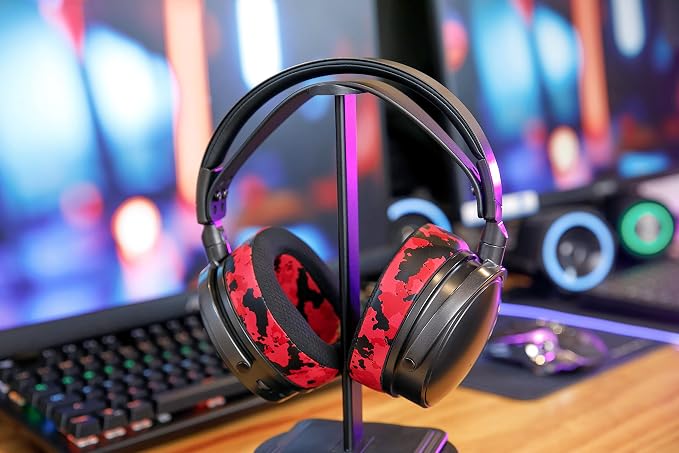 WC Freeze Maxwell - Cooling Gel Replacement Earpads for Audeze Maxwell Headphones by Wicked Cushions - Elevate Comfort, Durability, Thickness & Sound Isolation for Epic Gaming Sessions | Red Camo
