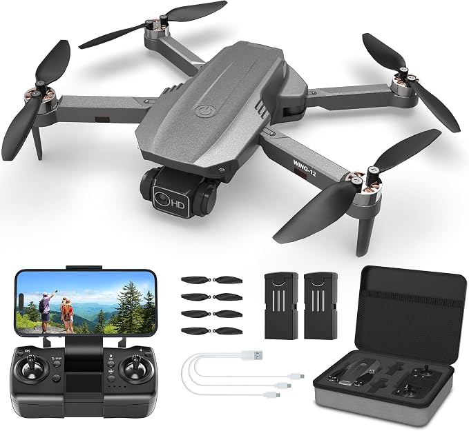 B12 Drone with Camera 4K, GPS Drone, Under 249g, RC Quadcopters with Follow Me. Brushless Motor, Smart Auto Return Home, Waypoint Fly, Lightweight and Foldable Quadcopters for Beginner