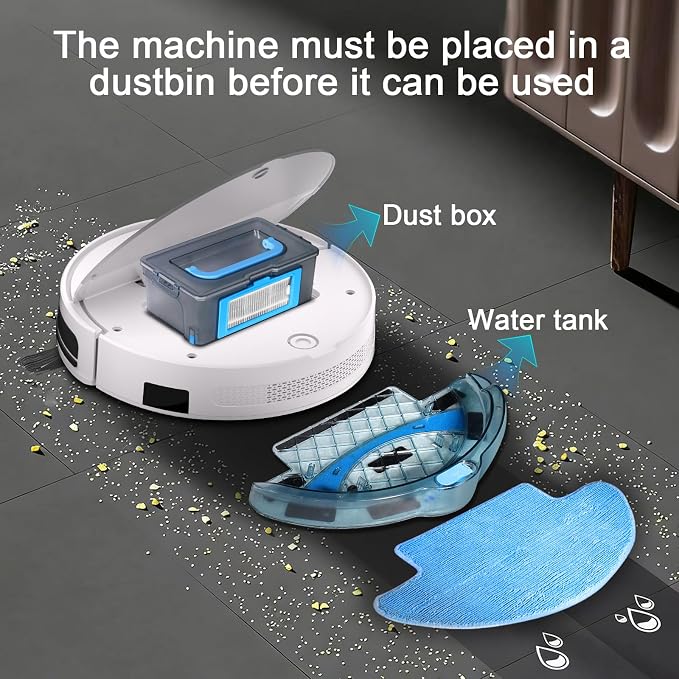 Robot Vacuum and Mop Combo,5500Pa Strong Suction,Anti-Tangle Brushless Inlet 2 in 1 Super Thin Robotic Vacuum with App/Remote/Voice Control, Self-Charging,for Pet Hair, Hard Floor, Low-Pile Carpet-W