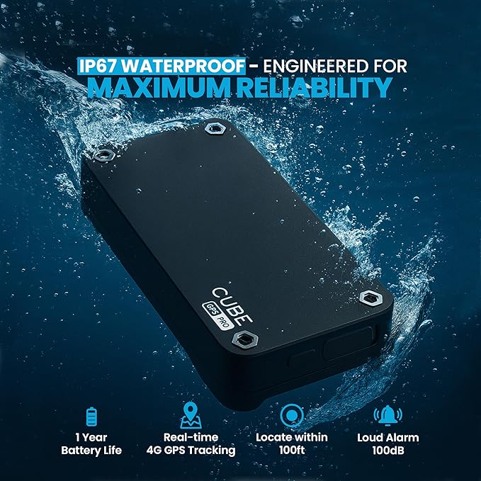 Cube Pro GPS Tracker with 4G LTE & 1 Year Battery - IP67 Waterproof Real Time GPS Tracker for Cars - Hidden Magnetic Tracking Device for Cars, Fleets, Trailers