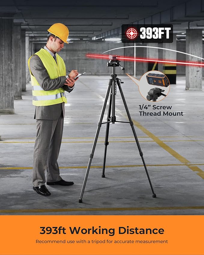 Dual Laser Measuring Tool, CIGMAN 393Ft Bilateral Laser Measurement Tool Color Backlit LCD Display, Rechargeable Laser Measure with 6 Units Ft/in/M, Angle Sensor, Multiple Measure Mode, Magnetic Back